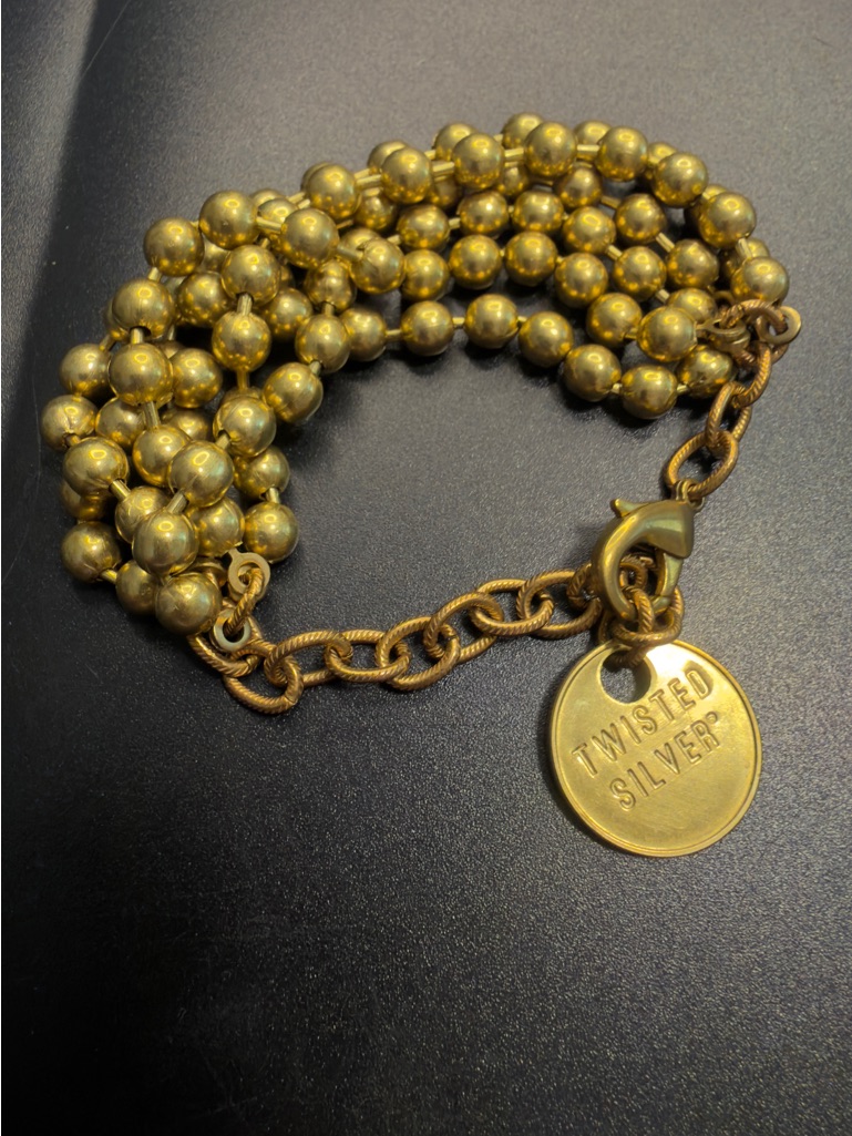 Twisted Silver Gold Beaded Multi Layer Charm Bracelet